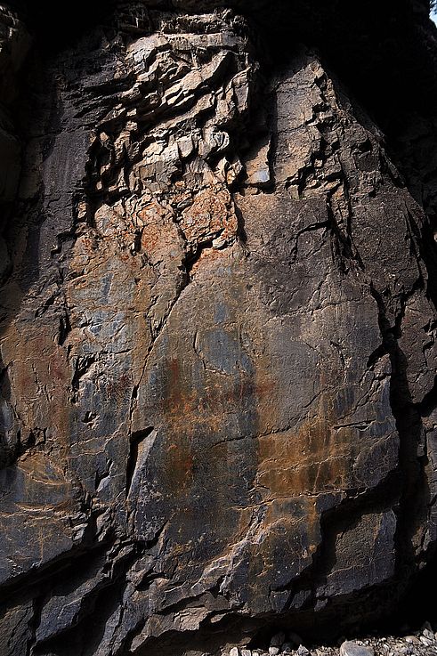 Pinturas rupestres en la pared rocosa de Grotto Canyon.