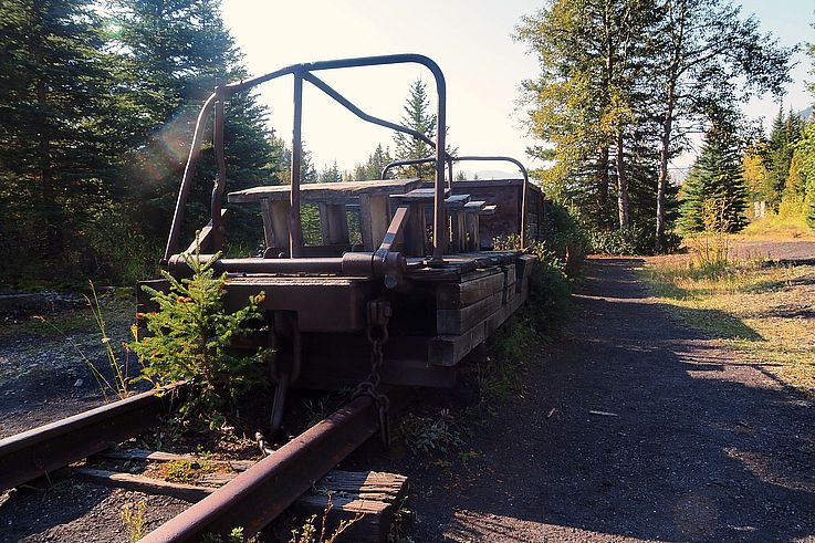 Wagonnet de mine exposé à la mine de charbon de Bankhead.