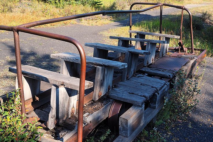 Wagonnet de mine exposé sur le site historique de Bankside.