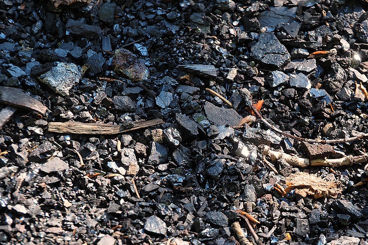 Fragments de charbon à la mine de Bankside.