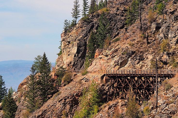 Chevalet numéro 13 du Myra Canyon sur l'ancienne Kettle Valley Railway.