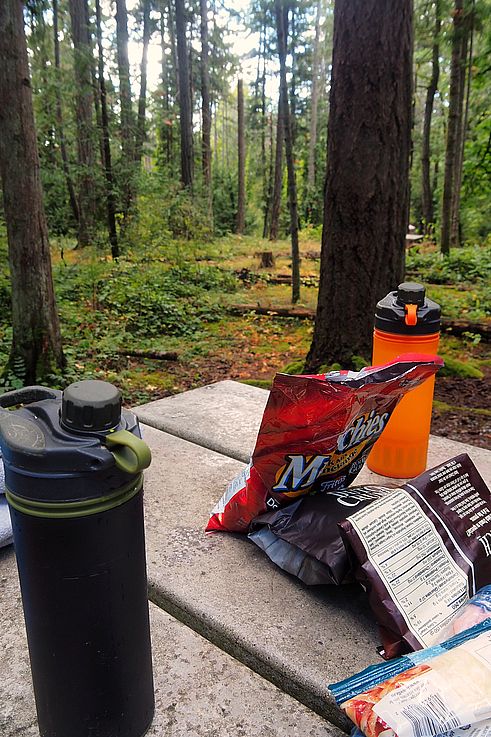 Snack on a picnic table at McDonald Campground.