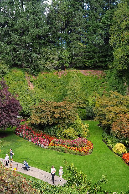 Flower beds in the Sunken Garden at Butchart Gardens.