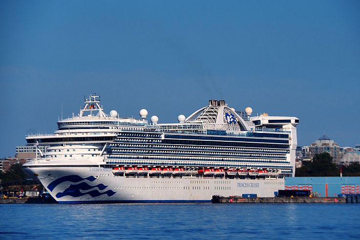 Caribbean Princess cruise ship at the port of Victoria.