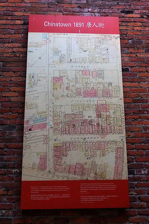 1891 fire insurance map of Chinatown and Fan Tan Alley in Victoria.