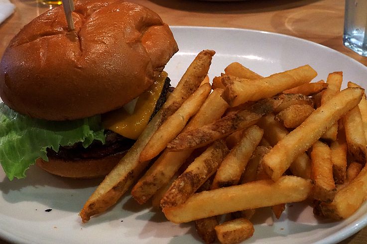 Cheeseburger and fries at Frankie's Modern Diner in Victoria.