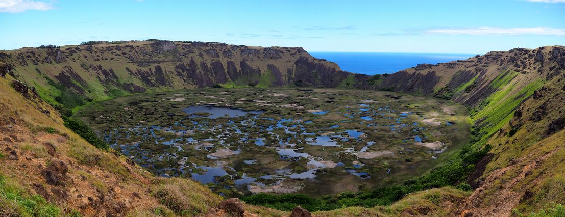 El volcán Rano Kau - Isla de Pascua