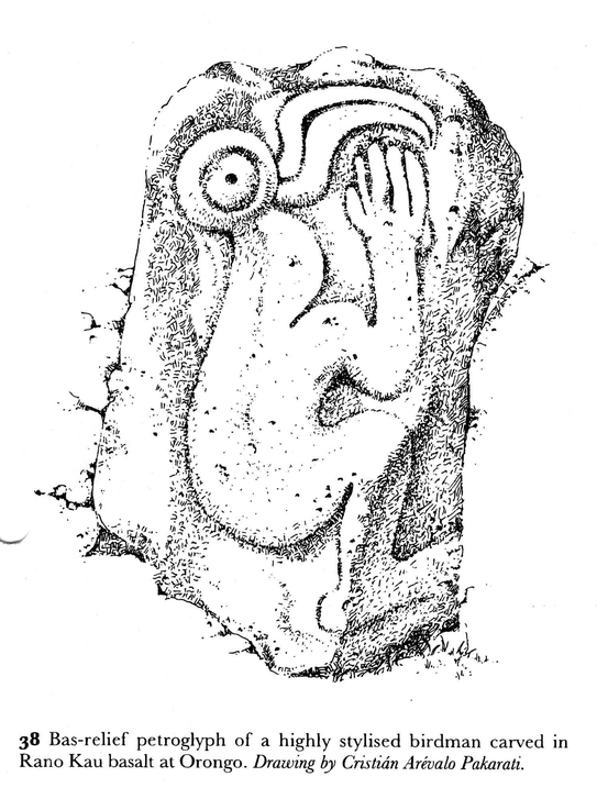Dibujo del hombre pájaro (tangata manu) - Isla de Pascua