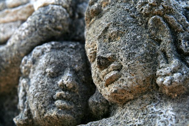 Detail of the sculptures at Borobudur. Java.