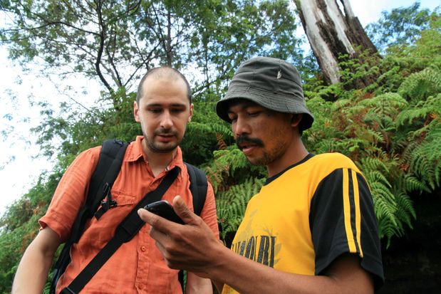 En el volcán Kawah Ijen con Imam. Java.