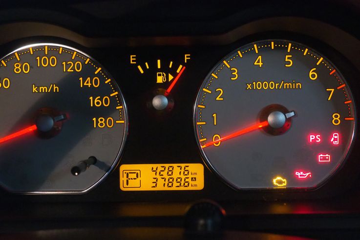 Mileage on our Rental Car's odometer