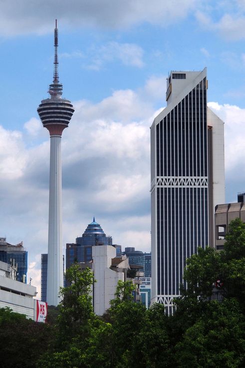Menara Kuala Lumpur and office building in the Golden Triangle district, Kuala Lumpur.