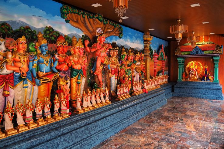 Représentations de divinités hindoues au Sri Maha Mariamman Temple, Kuala Lumpur.