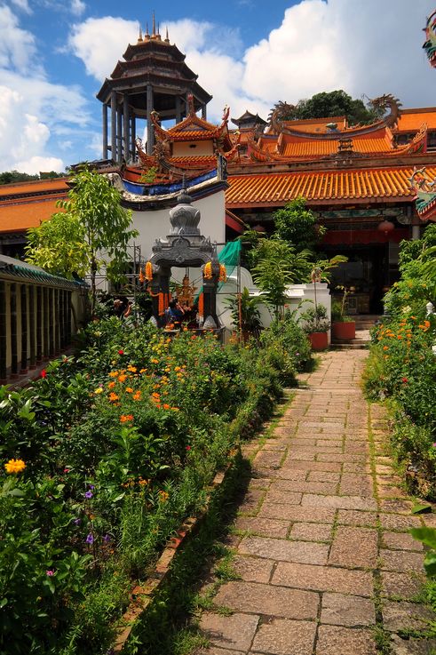 Flowery path in the garden of Kek Lok Si Temple, George Town, Pulau Pinang.