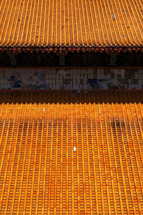Roof tiles and fresco of Kek Lok Si Temple in George Town.