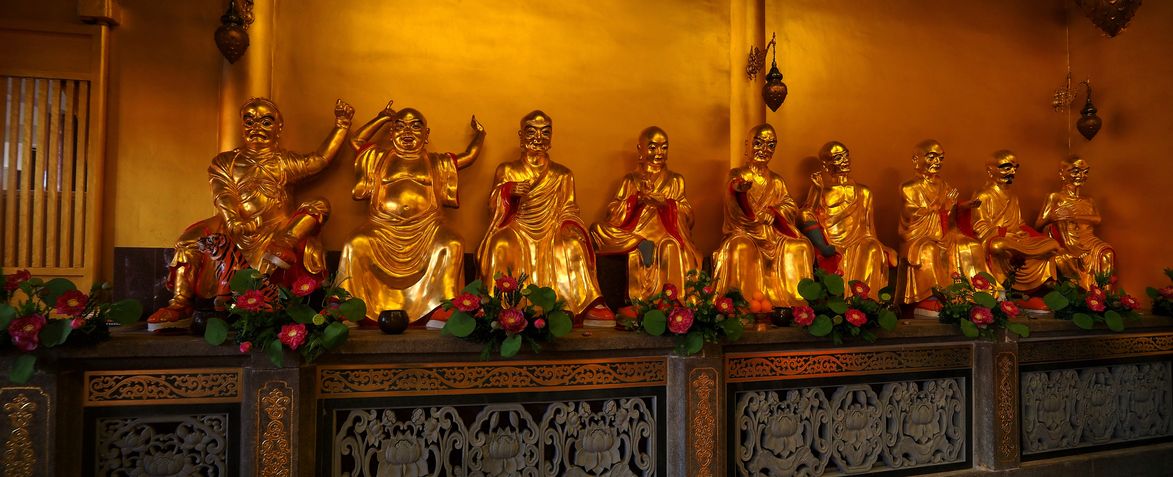 Golden Arhat statues at Kek Lok Si Temple in George Town.