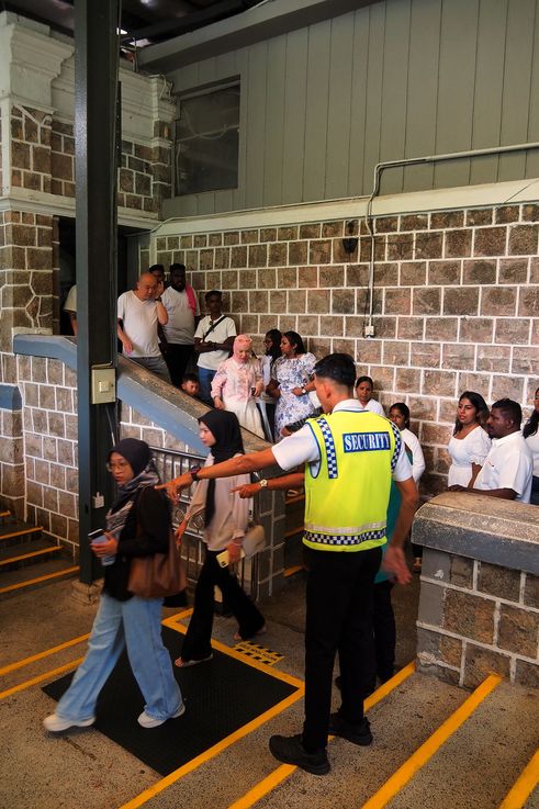 Security guard at the lower station of the Penang Hill Funicular.