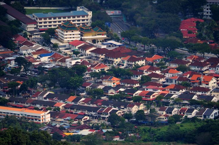 View of George Town including Kek Lok Si Temple, from Bukit Bendera.