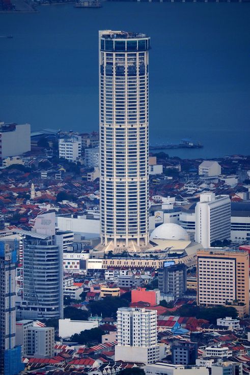 Komtar Tower in the urban landscape of George Town.