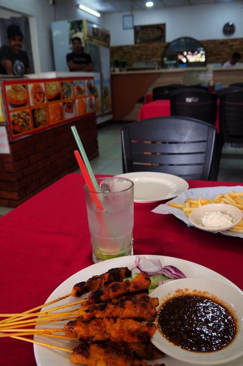 Satay at Enca restaurant in George Town, Penang Island.
