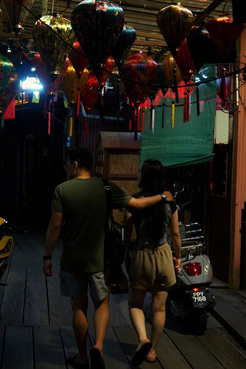 Illuminated lanterns at Chew Jetty, George Town, Pulau Pinang.