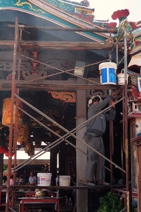 Reparación del templo Cheng Hoon Teng en Melaka.
