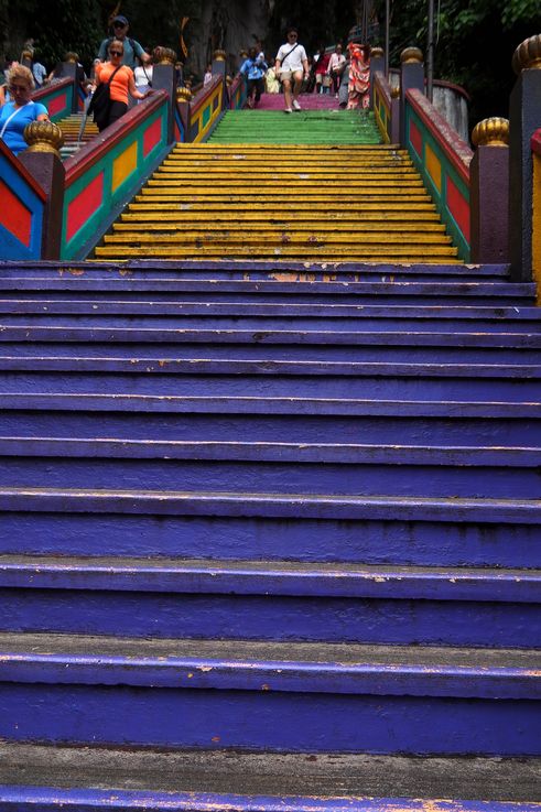 Colorful staircase of Batu Caves.