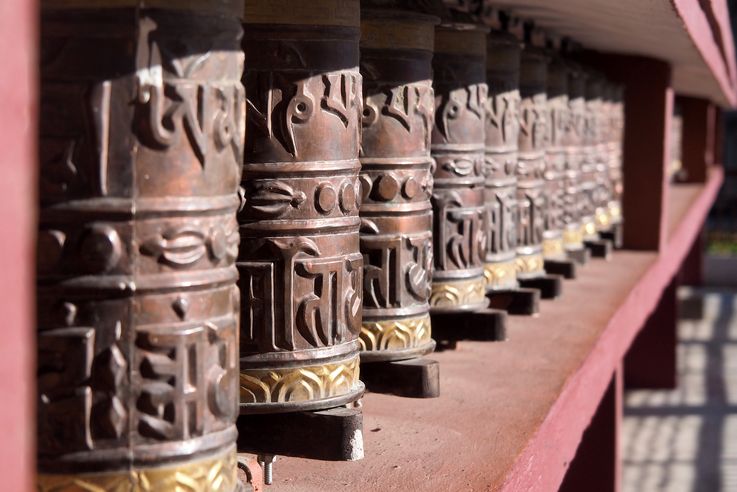 Prayer wheels in Kagbeni Monastery