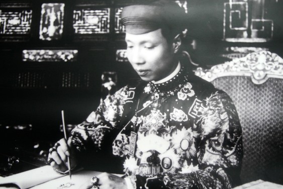 Photo of Emperor Khai Dinh exhibited in the Imperial Palace of Hue.
