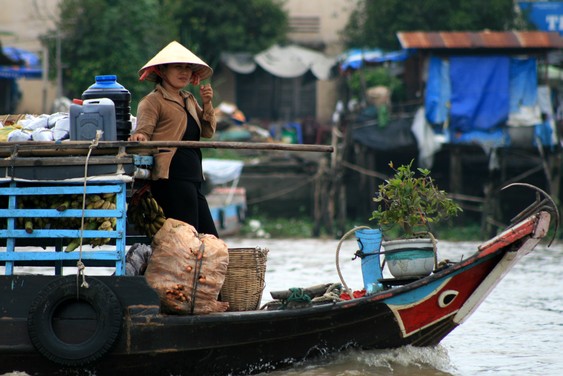 En el río Tien Giang del delta del Mekong